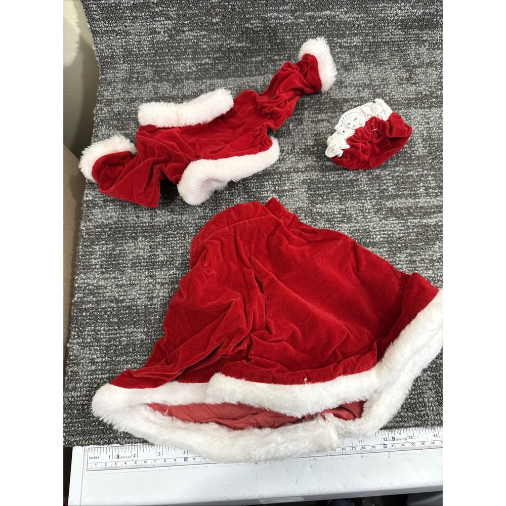 Mrs. Claus Santa BITTY BABY Doll Christmas Top Hat Dress Costume Red White Trim
